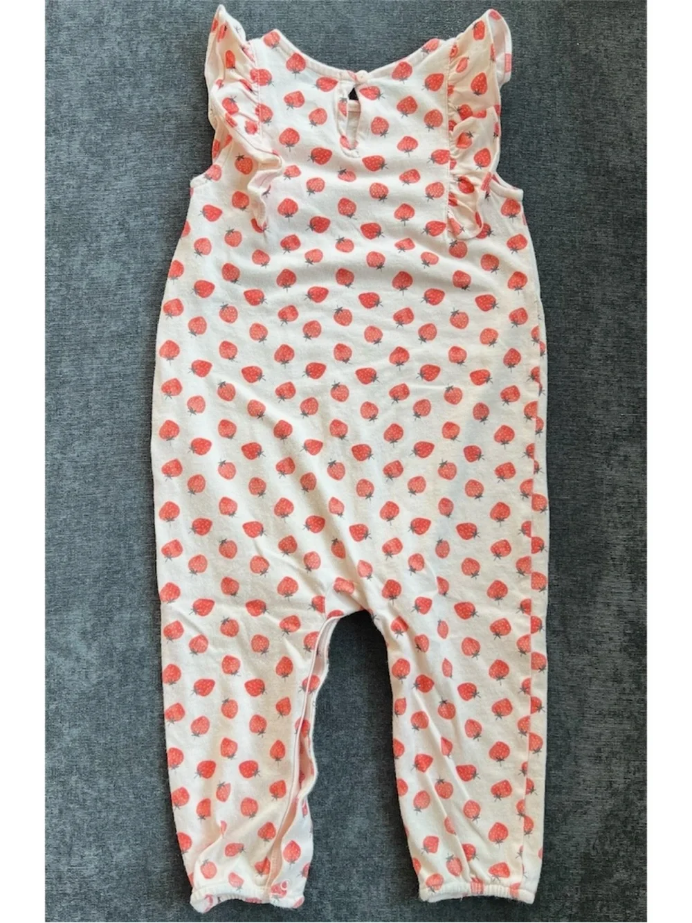 Baby Gap Girls Strawberry Print Ruffle Jumpsuit Size 12-18 Months